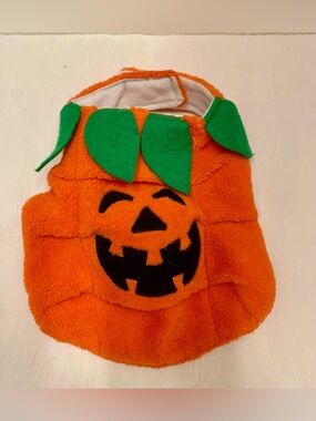 Dog Pumpkin Costume Vest with Leaf,Orange. Adjustable xs-small